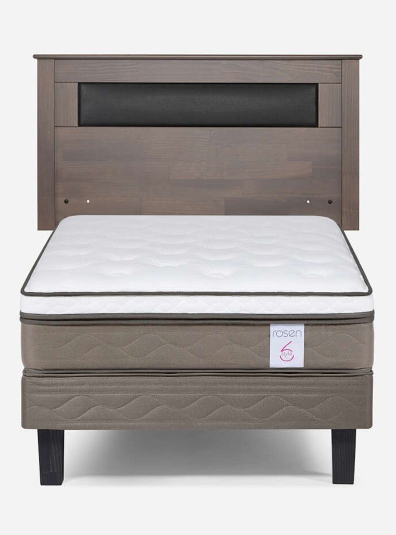Cama Europea New Style 6 1.5 Plazas + Respaldo-1