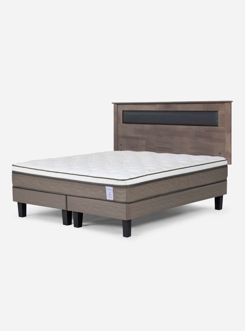 Cama Europea New Style 6 Base Dividida 2 Plazas Respaldo-0