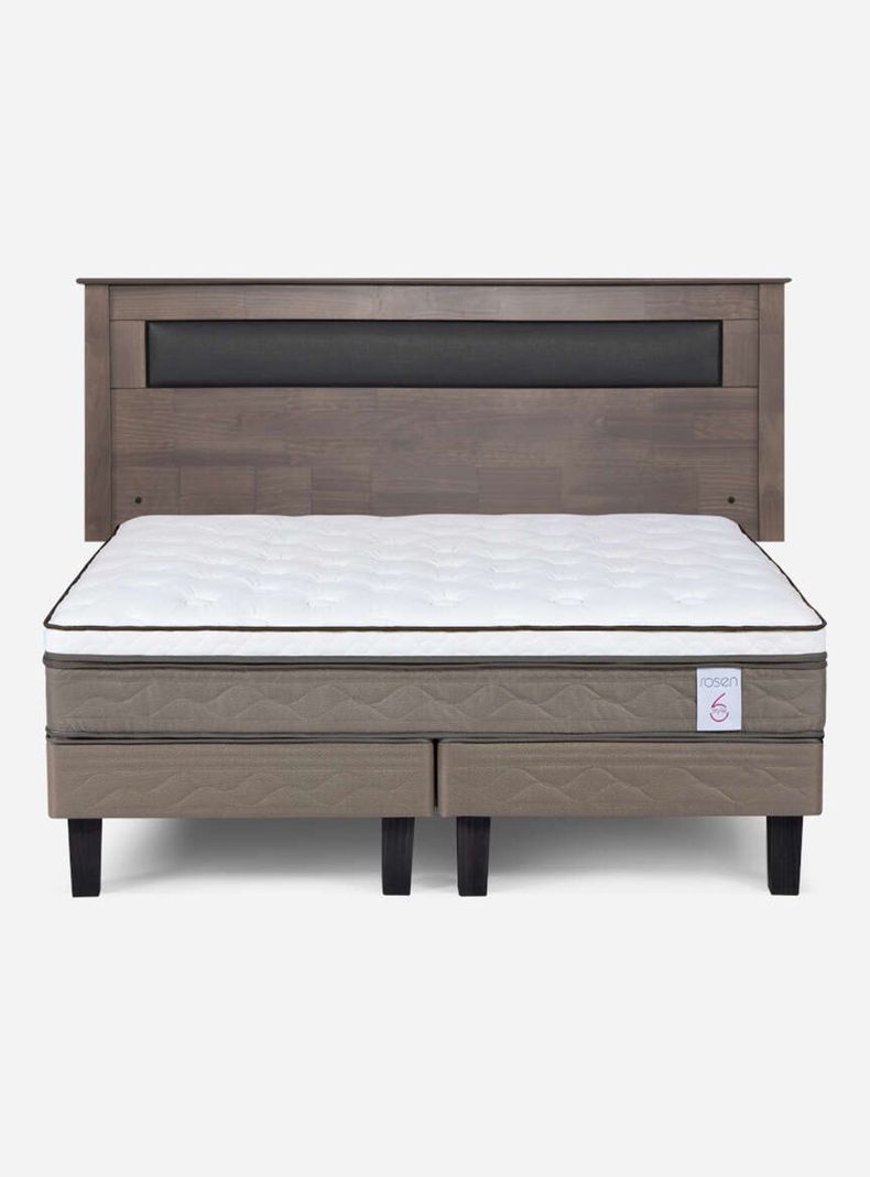 Cama Europea New Style 6 Base Dividida 2 Plazas Respaldo-1