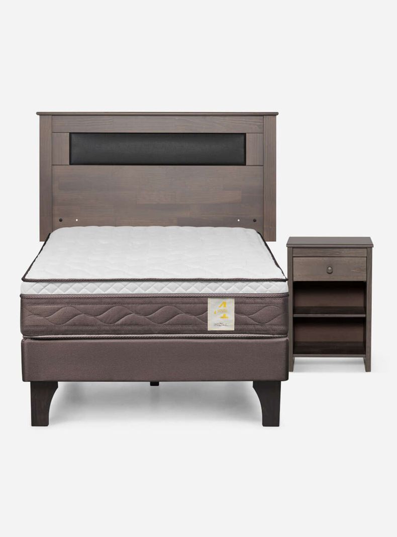 Cama Europea New Style 4 Plus 1.5 Plazas + Respaldo + Velador-1