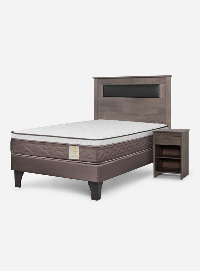 Cama Europea New Style 4 Plus 1.5 Plazas + Respaldo + Velador-0