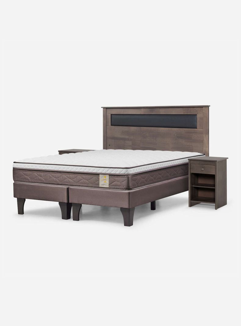 Cama Europea New Style 4 Plus Base Dividida 2 Plazas + Muebles-0