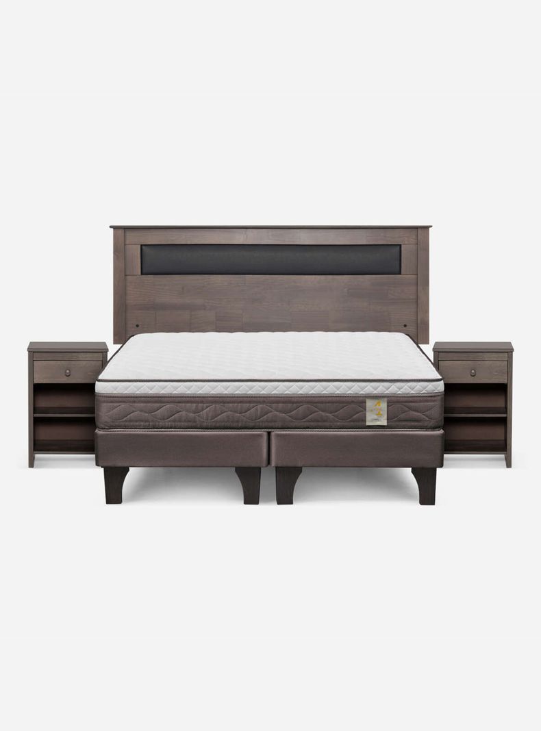 Cama Europea New Style 4 Plus Base Dividida 2 Plazas + Muebles-1
