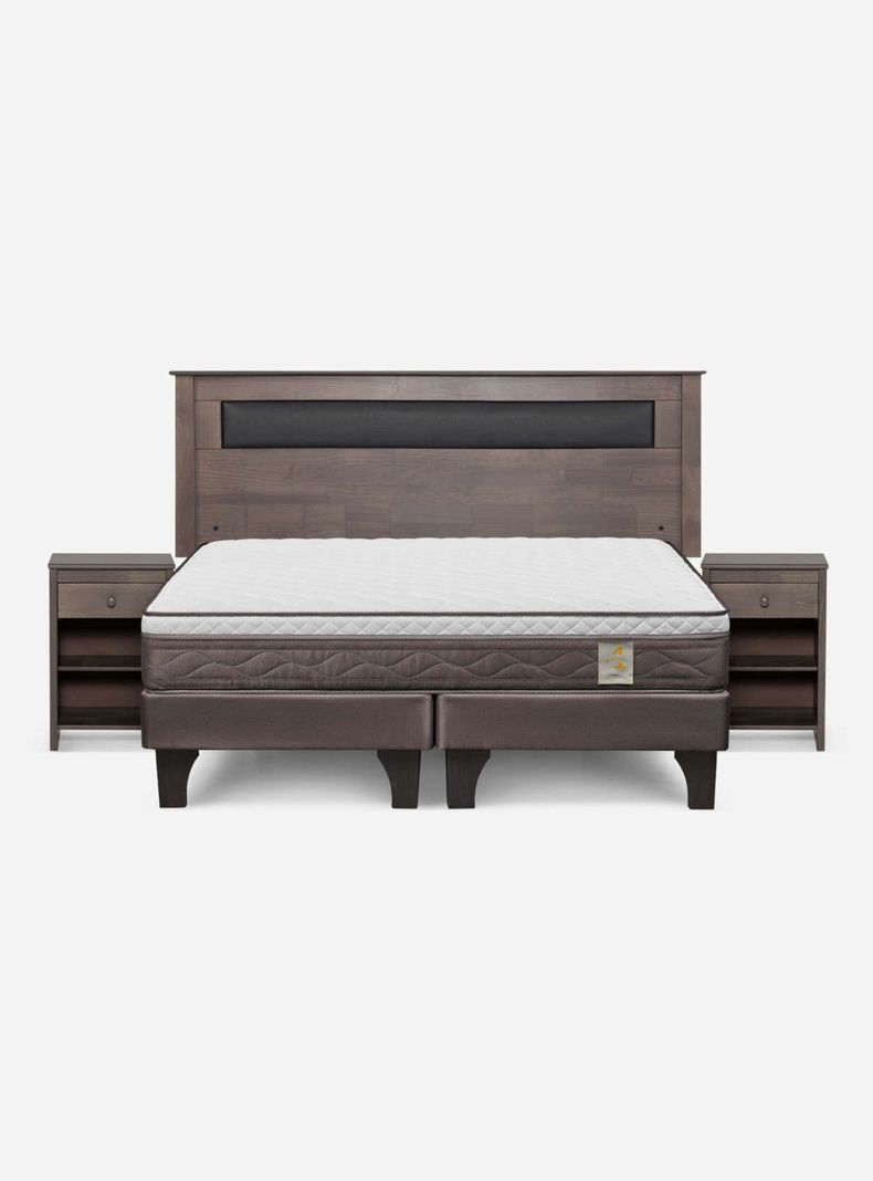 Cama Europea New Style 4 Plus King + Respaldo + Velador-1