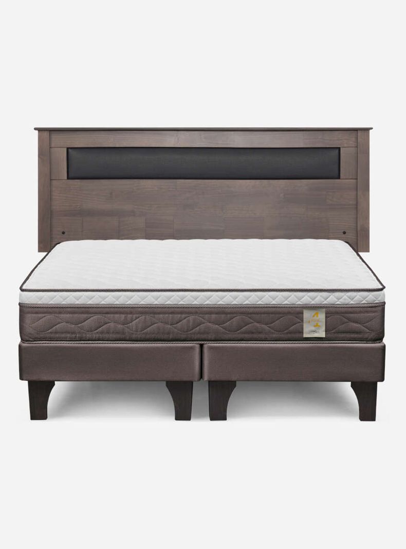 Cama Europea New Style 4 Plus Base Dividida 2 Plazas + Respaldo-1