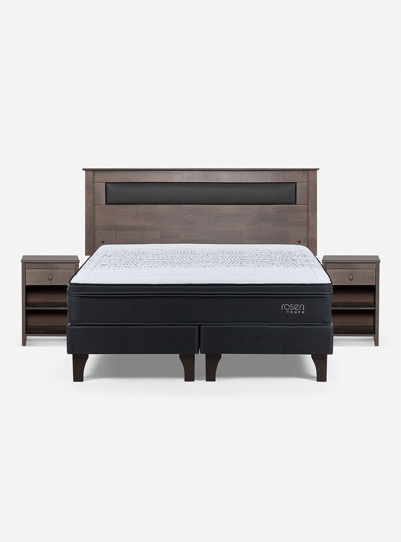 Cama Europea Tempo 2 Plazas Base Dividida + Set de Muebles Ferrara-1