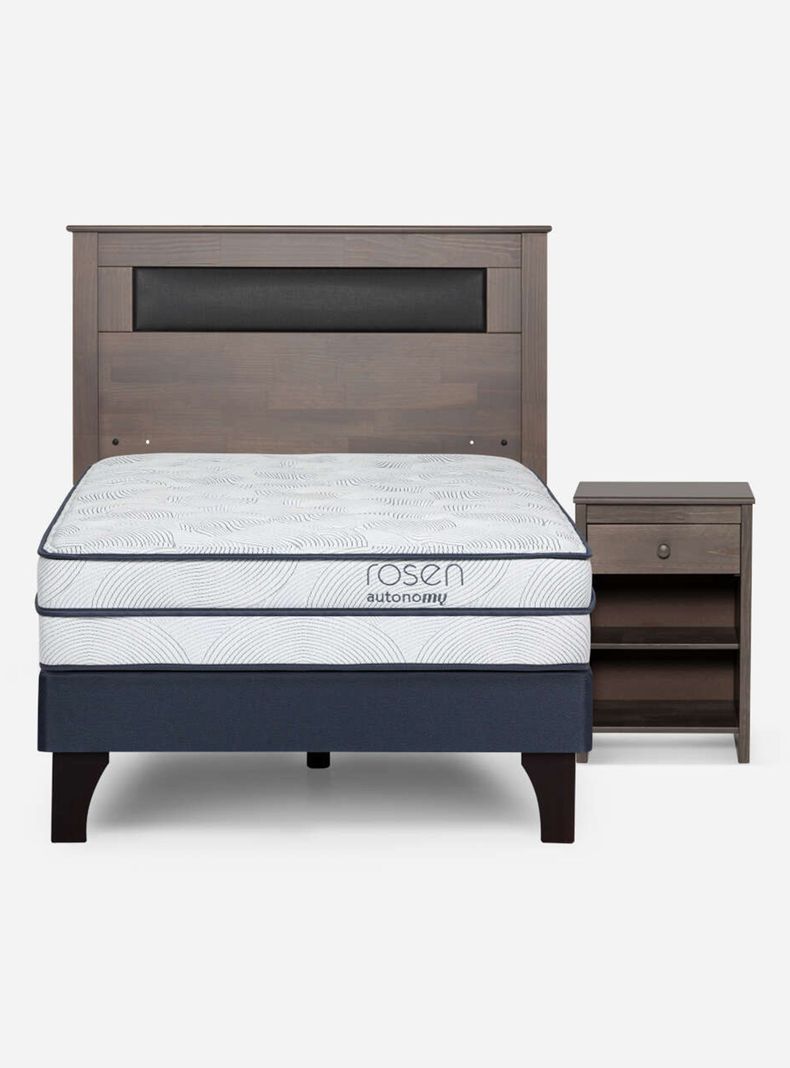 Cama Europea Autonomy 1.5 Plazas + Velador + Respaldo-1