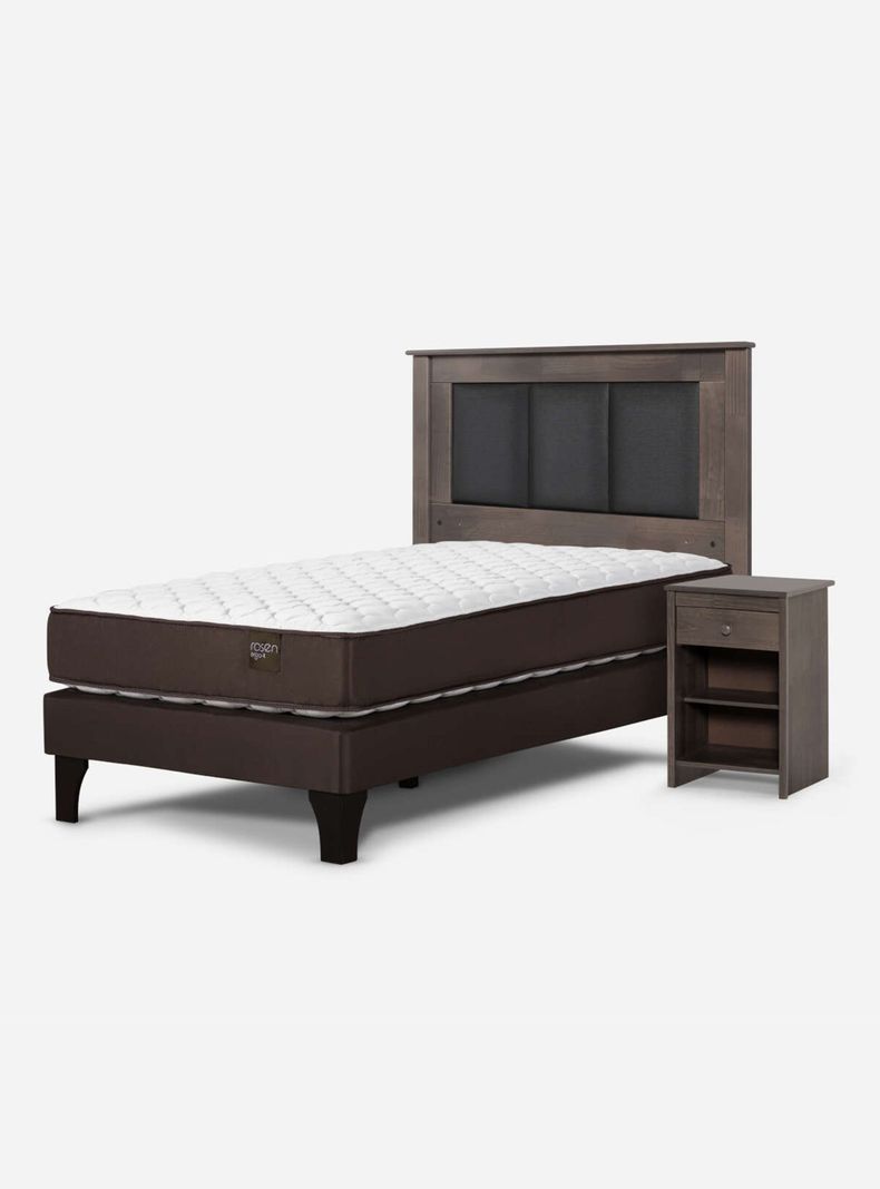Cama Europea Ergo T 1.5 Plazas + Respaldo + Velador