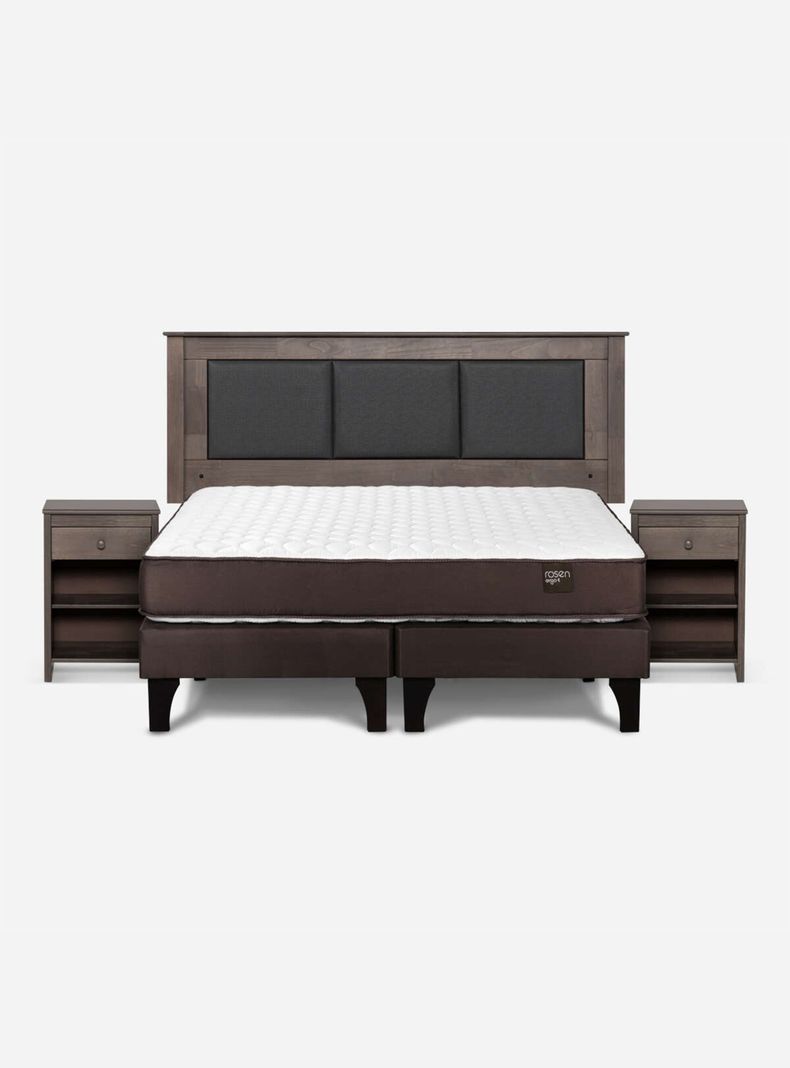 Cama Europea Ergo T Base Dividida 2 Plazas + Set Muebles-1