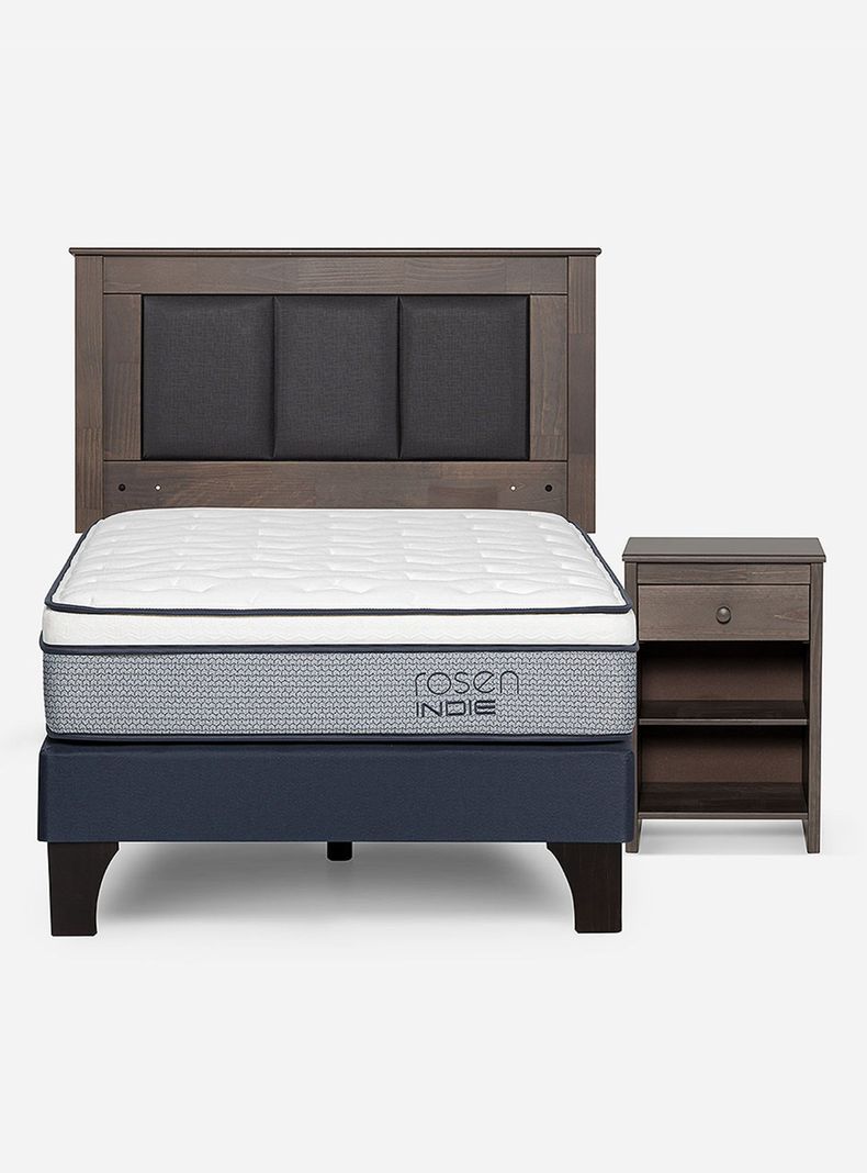 Cama Europea Indie 1.5 Plazas + Respaldo + Velador-1