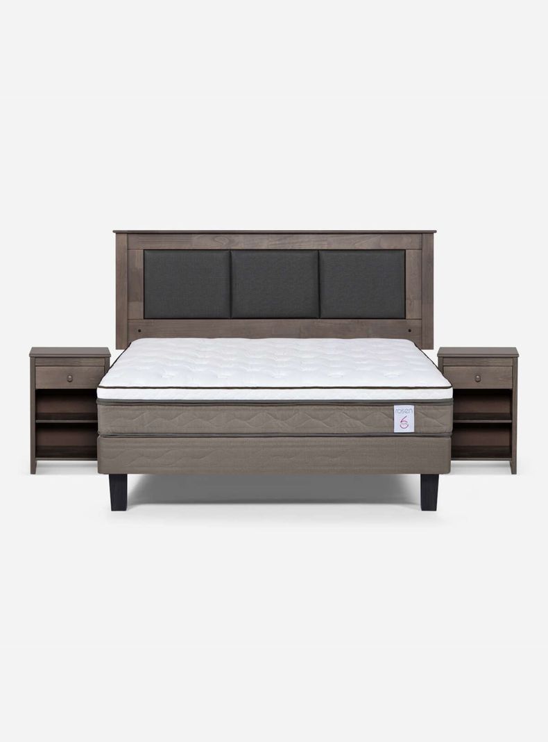 Cama Europea New Style 6 Base Dividida 2 Plazas + Set Muebles-1