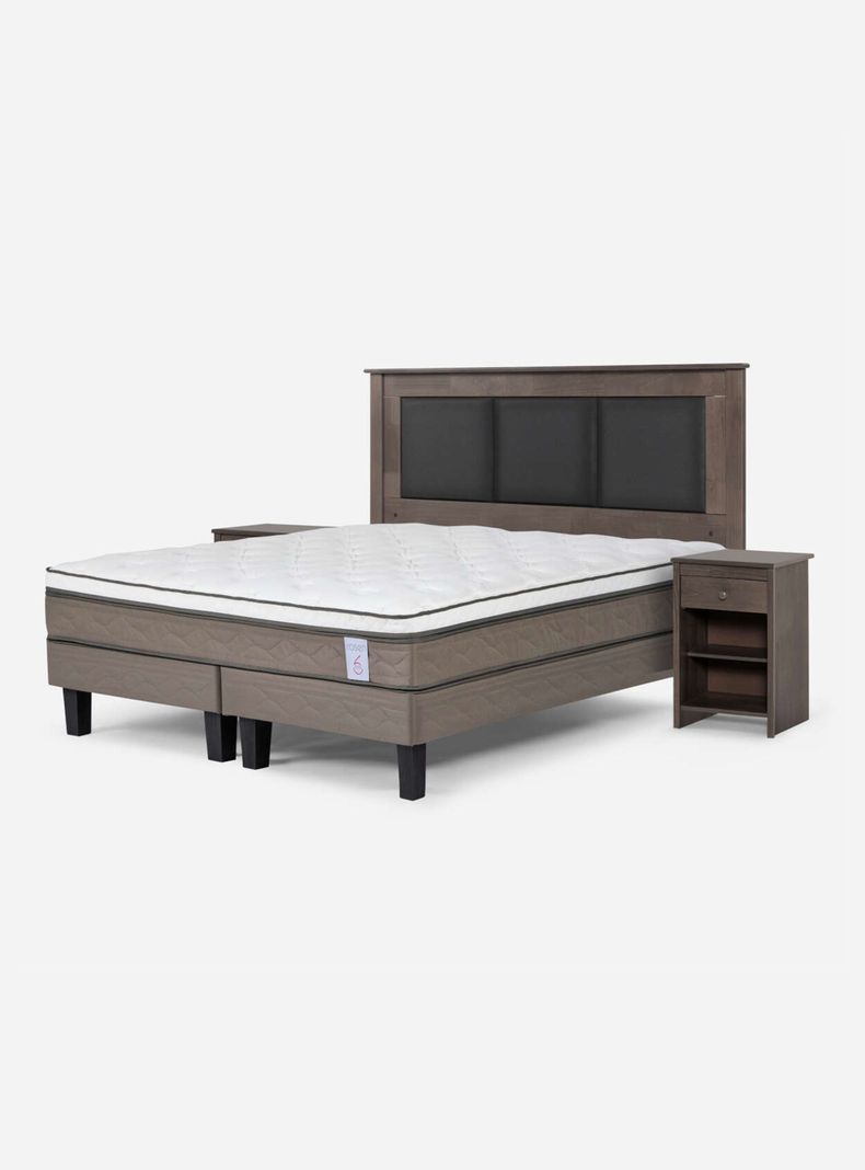 Cama Europea New Style 6 Base Dividida 2 Plazas + Muebles-0