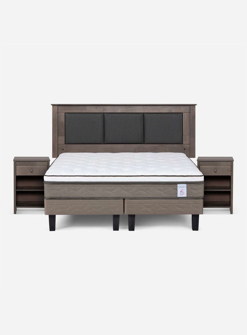 Cama Europea New Style 6 Base Dividida 2 Plazas + Muebles-1