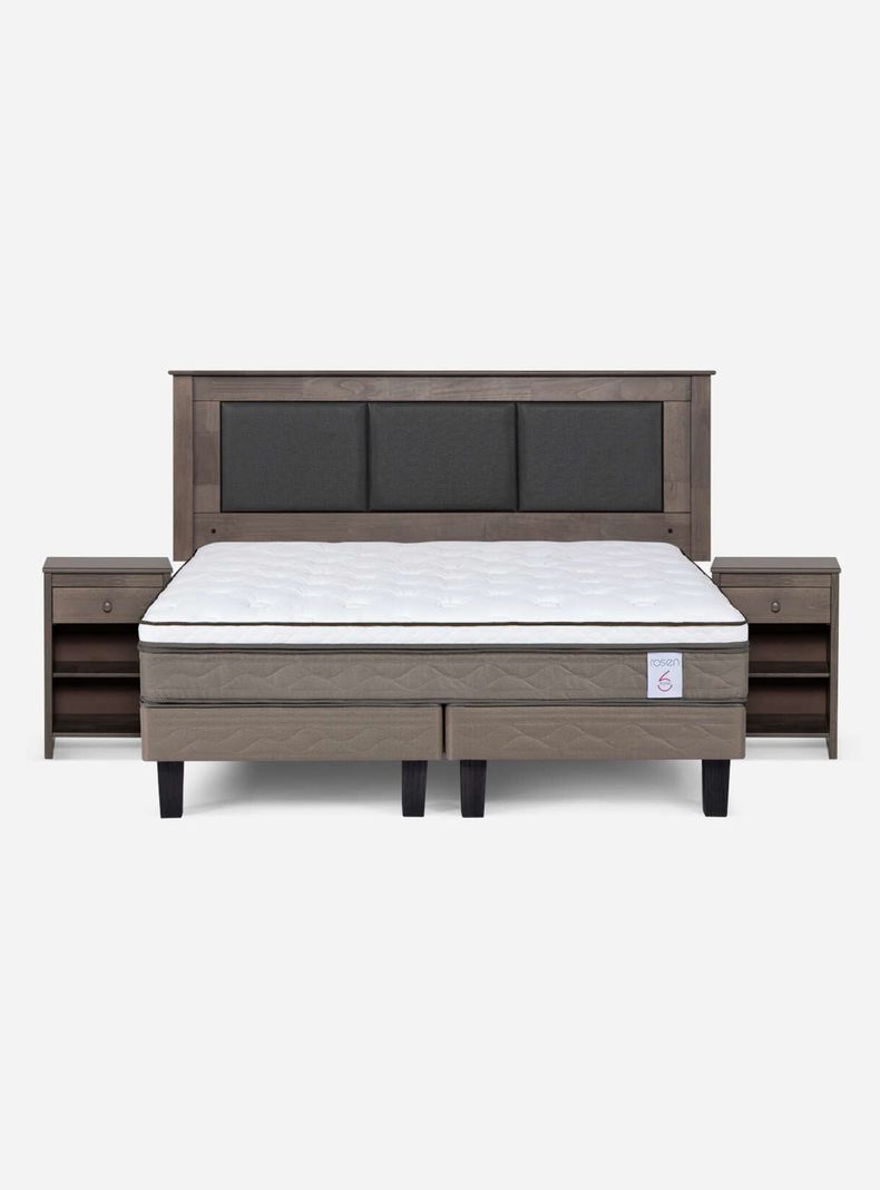 Cama Europea New Style 6 King + Respaldo + Veladores-1