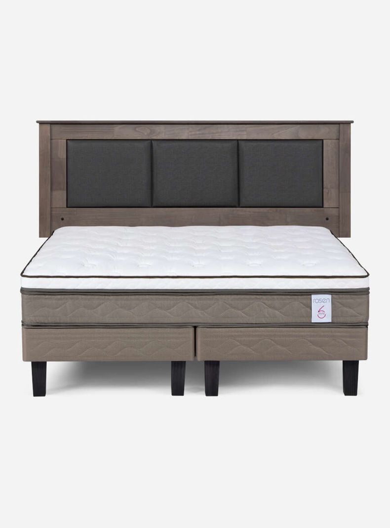 Cama Europea New style 6 2 Plazas Base Dividida + Respaldo-1