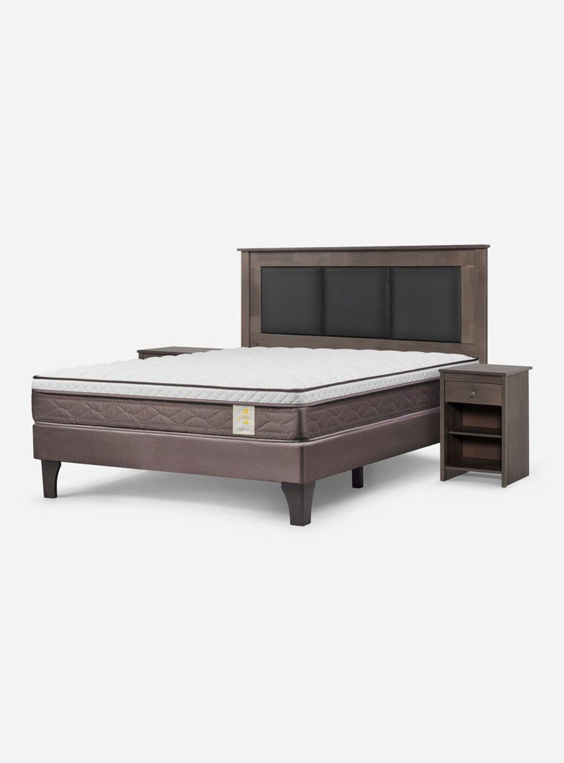 Cama Europea New style 4 plus 2 Plazas Base Dividida + Set de Muebles-0