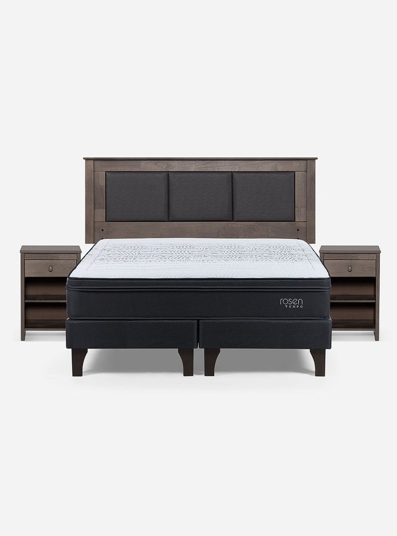 Cama Europea Tempo 2 Plazas Base Dividida + Set de Muebles Rachel-1