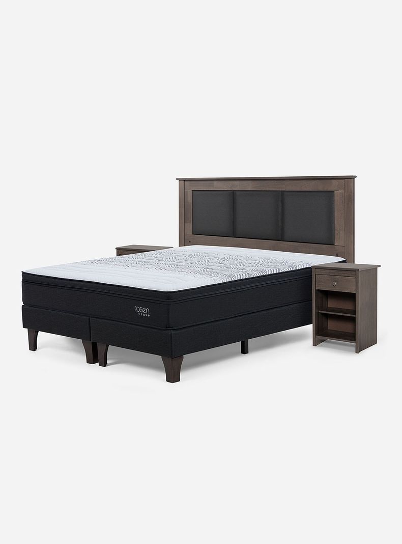 Cama Europea Tempo 2 Plazas Base Dividida + Set de Muebles Rachel-0