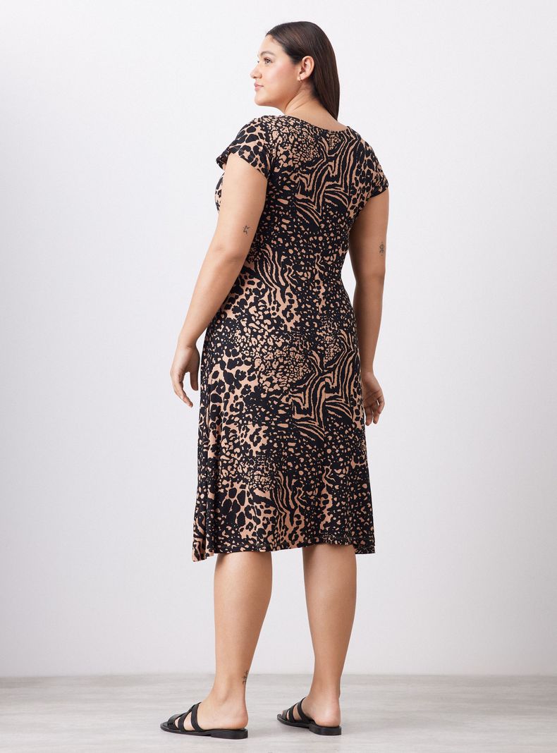 Vestido Escote en V Largo Bajo la Rodilla-5