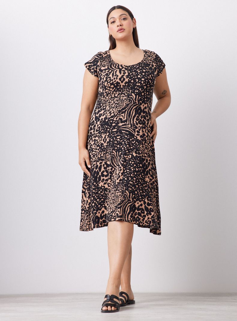 Vestido Escote en V Largo Bajo la Rodilla-4