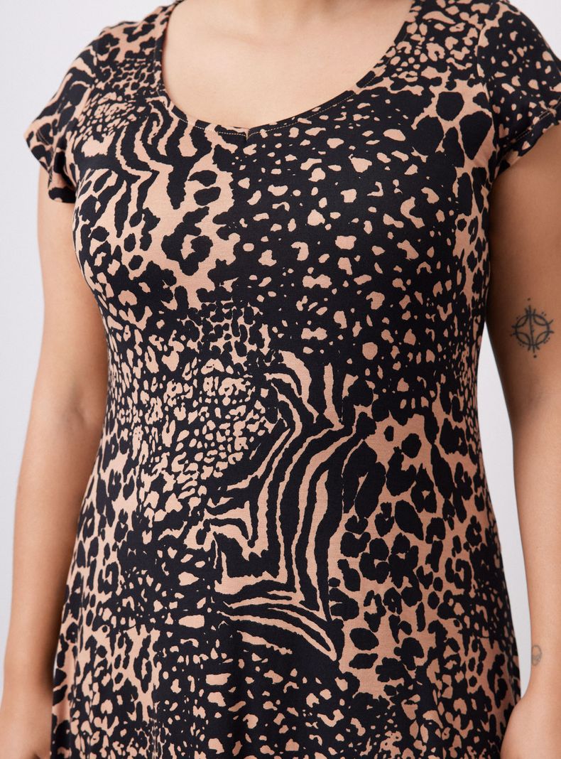Vestido Escote en V Largo Bajo la Rodilla-3