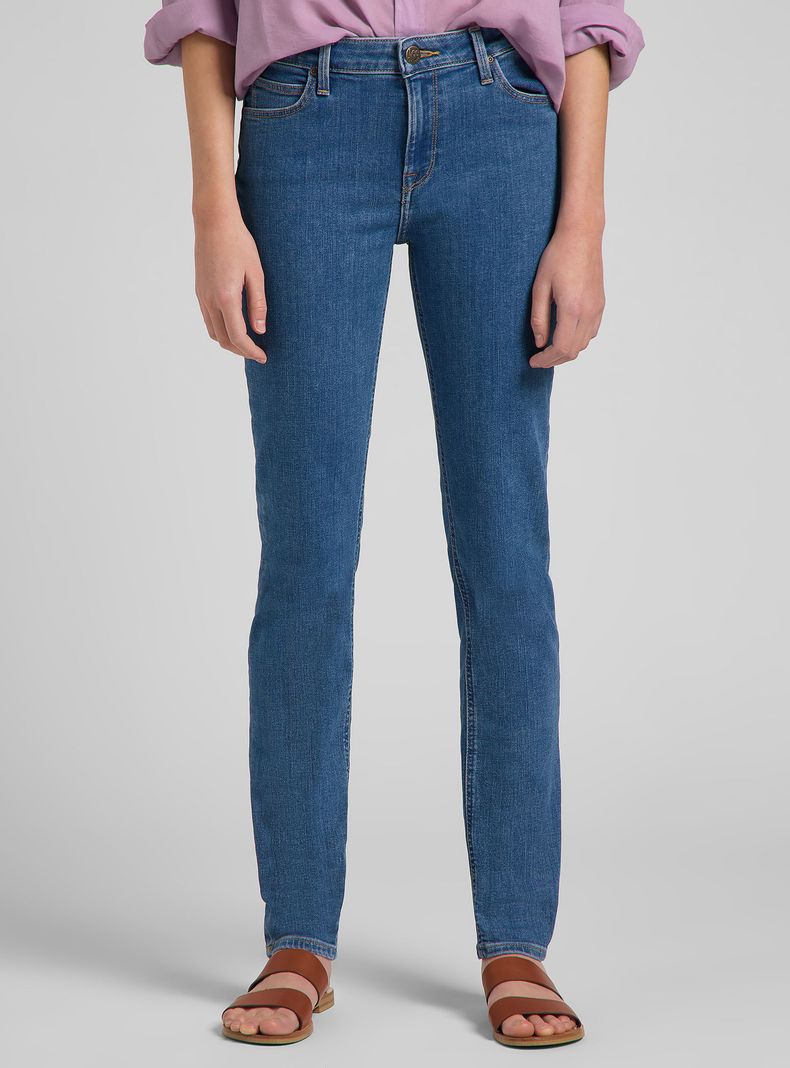 Jeans Slim Fit Tiro Medio Cierre Metálico-0