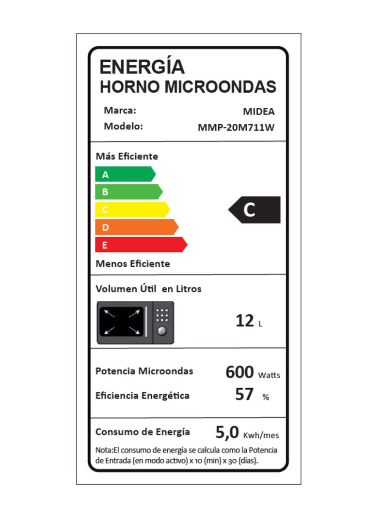 Microondas Análogo 20 Litros 700W MMP-20M711W Blanco-4