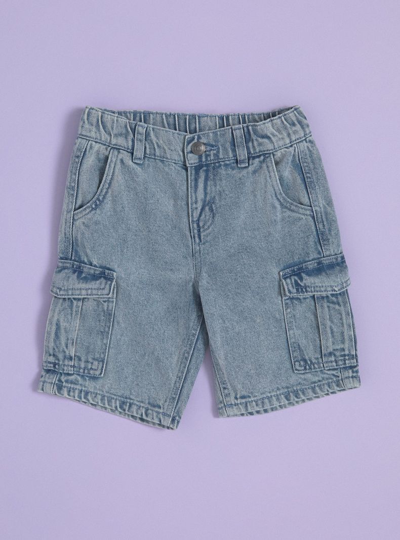 Bermuda Cargo Bleach Denim-2