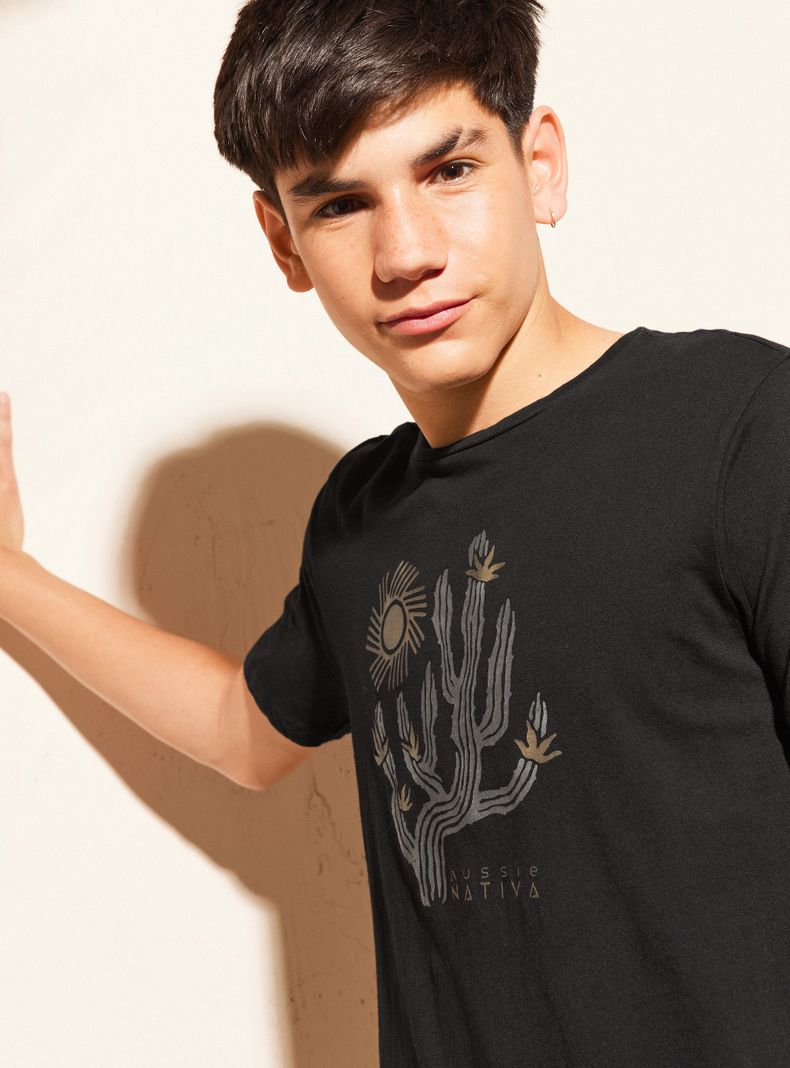 Polera Lavado Garment Dye y Estampado-1