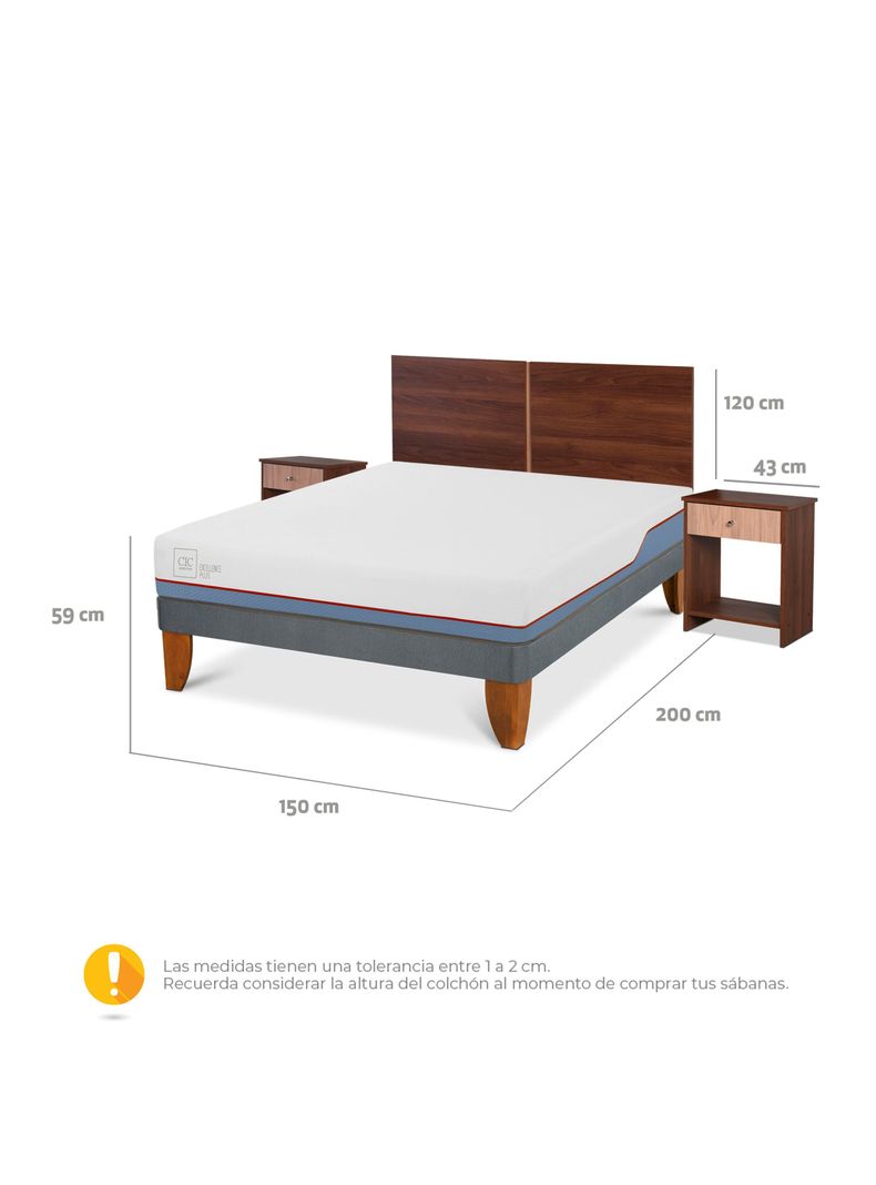 Cama Europea Excellence Plus 2 Plaza Base Normal + Set Muebles Stylo-1