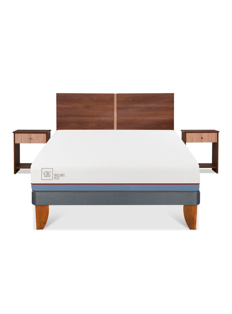 Cama Europea Excellence Plus 2 Plaza Base Normal + Set Muebles Stylo-2