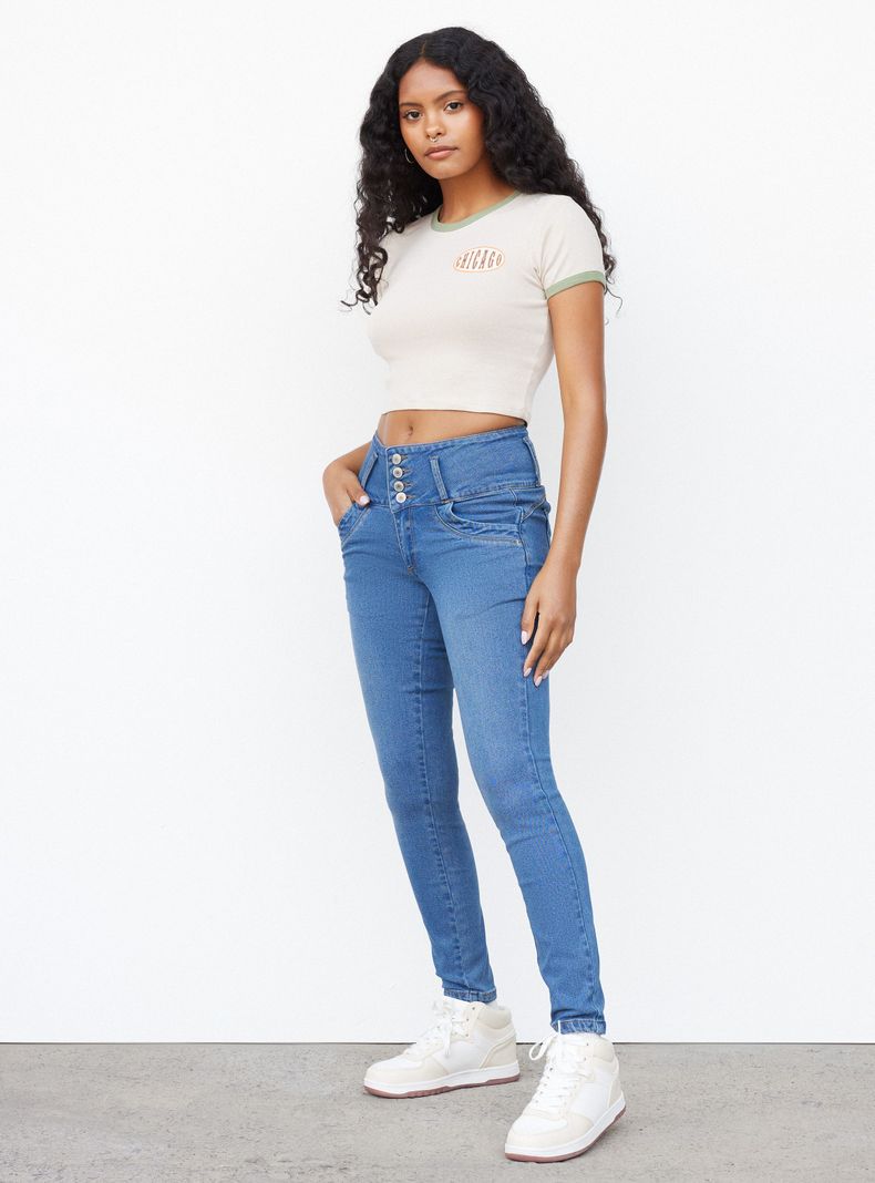 Jeans 4 Botones Super Skinny High Rise-3