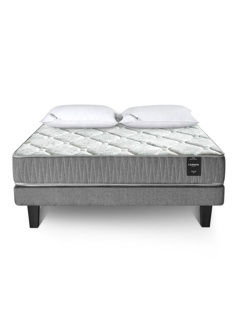 Cama Europea Calm 2 Plazas Base Dividida + Set Almohadas-1