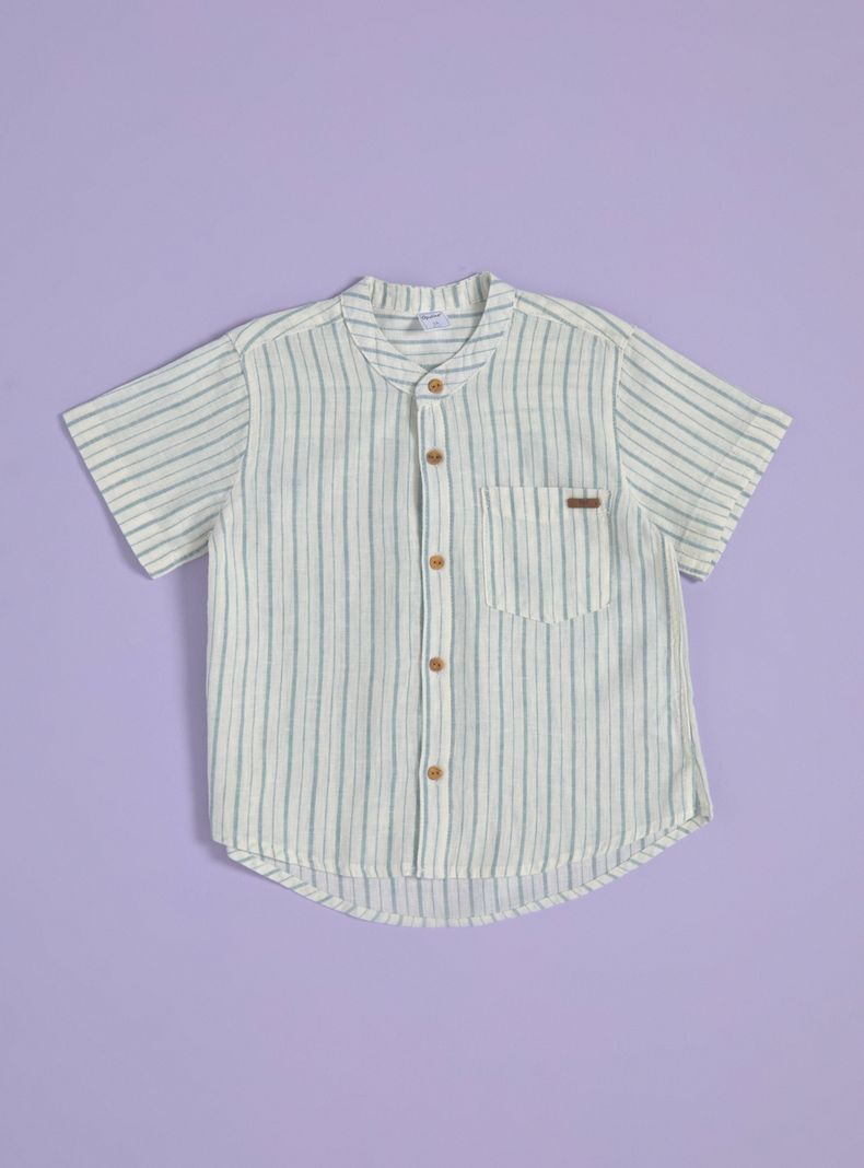 Camisa de Vestir con Rayas y Estilo Relajado-0