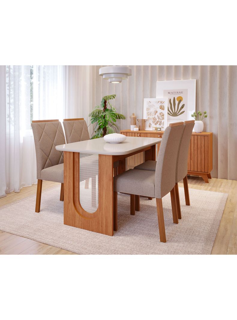 Juego Comedor Valentina + 4 Sillas Fernanda Beige-5