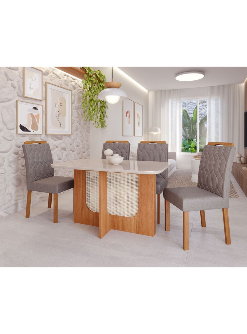 Juego Comedor Louise 4 Sillas Paola Gris-5