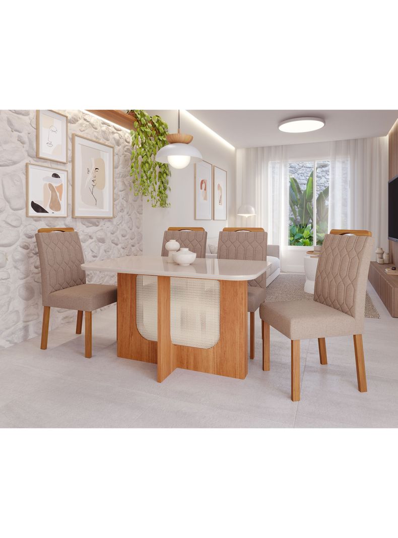 Juego de Comedor Louise 4 Sillas Paola Beige-5