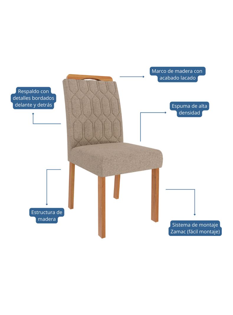 Juego de Comedor Louise 4 Sillas Paola Beige-4