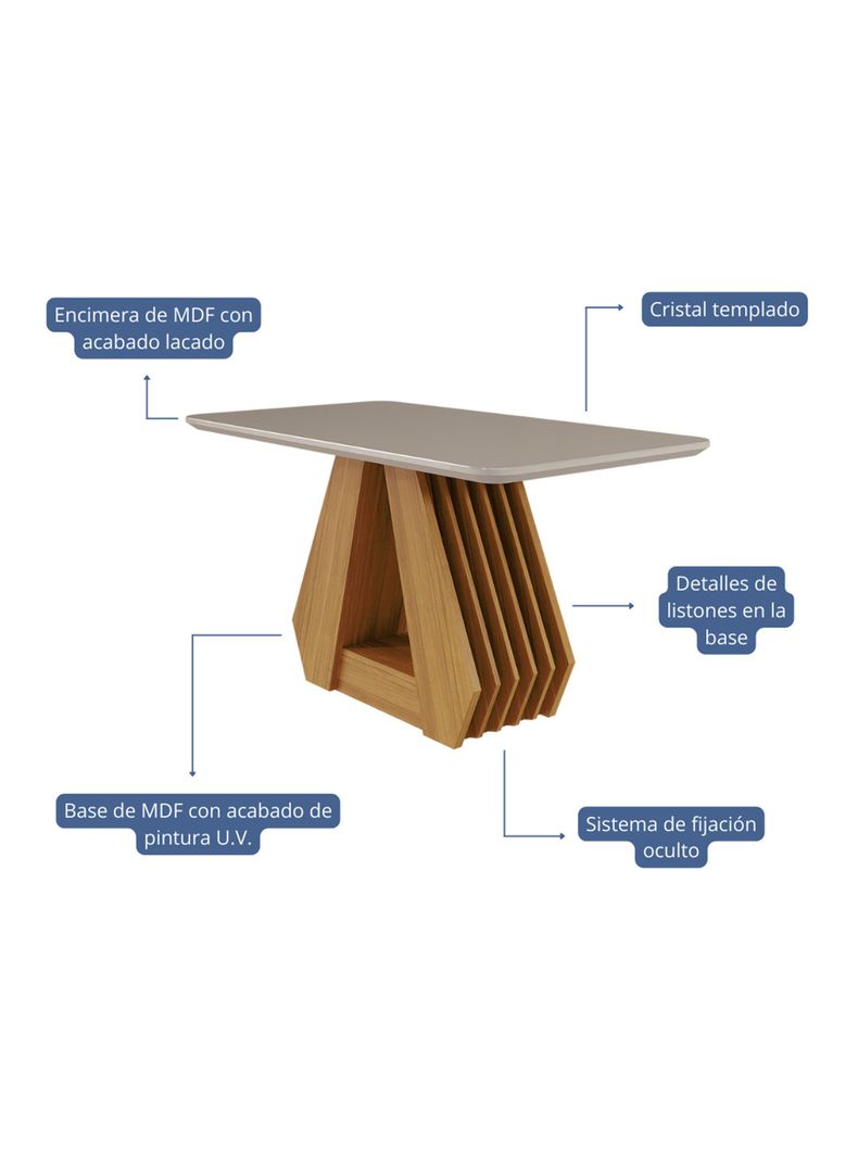 Juego Comedor Agata + 4 Sillas Fernanda Beige-3