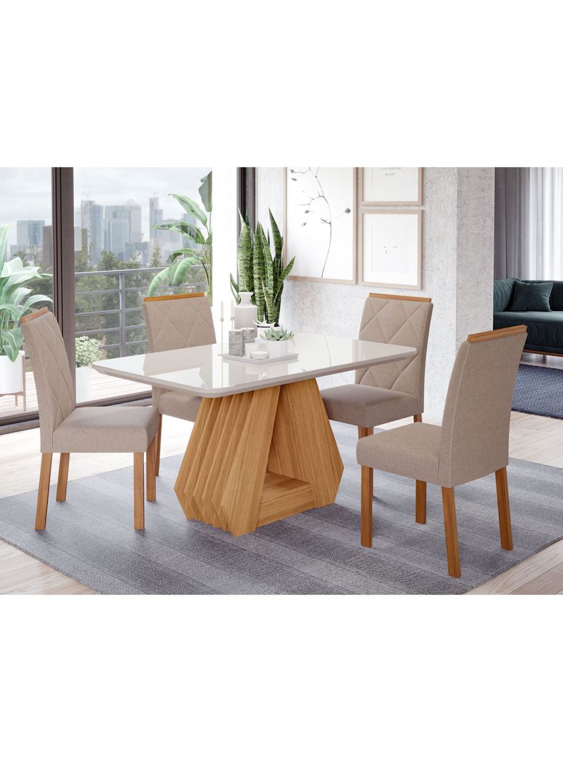 Juego Comedor Agata + 4 Sillas Fernanda Beige-5