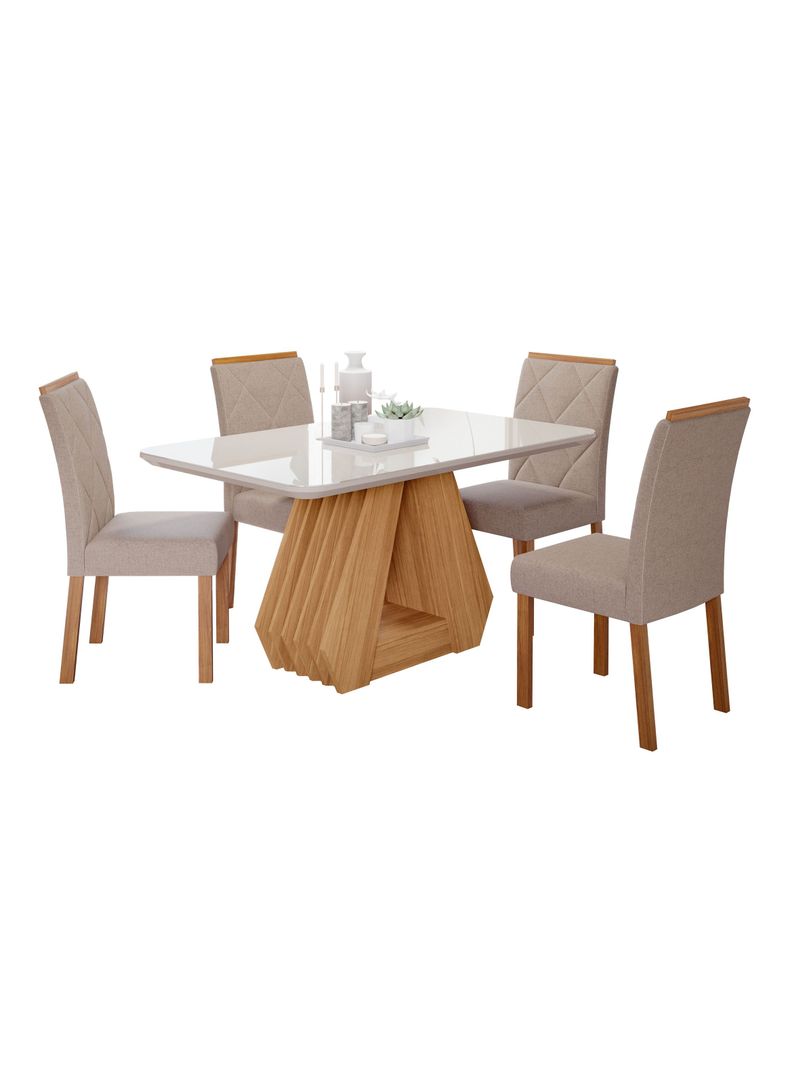 Juego Comedor Agata + 4 Sillas Fernanda Beige-0