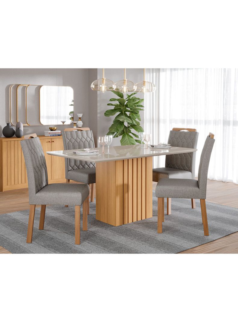 Juego Comedor Ana + 4 Sillas Paola Gris-5