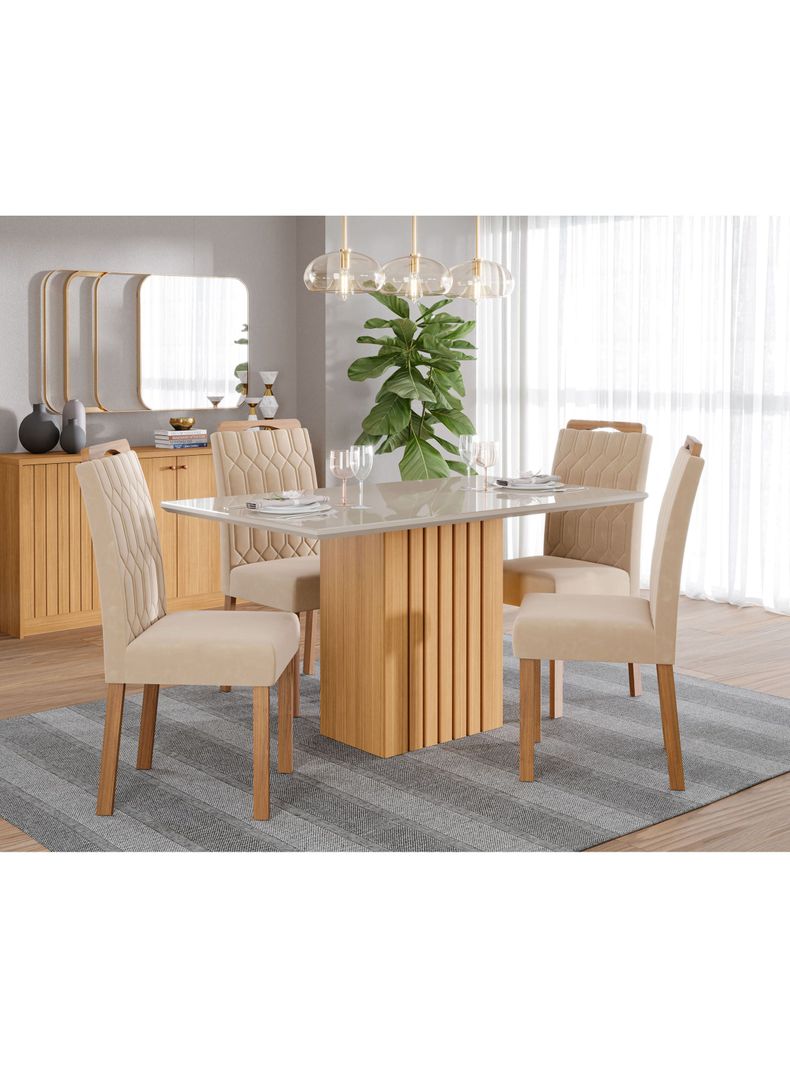 Juego Comedor Ana + 4 Sillas Paola Nude-5