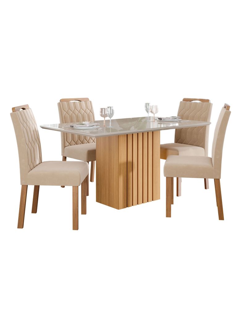 Juego Comedor Ana + 4 Sillas Paola Nude-0