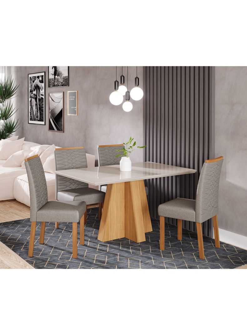 Juego Comedor Patricia + 4 Sillas Clarice Gris-5