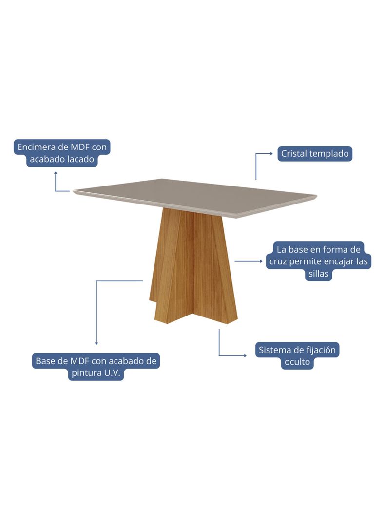 Juego Comedor Patricia + 4 Sillas Clarice Beige-3