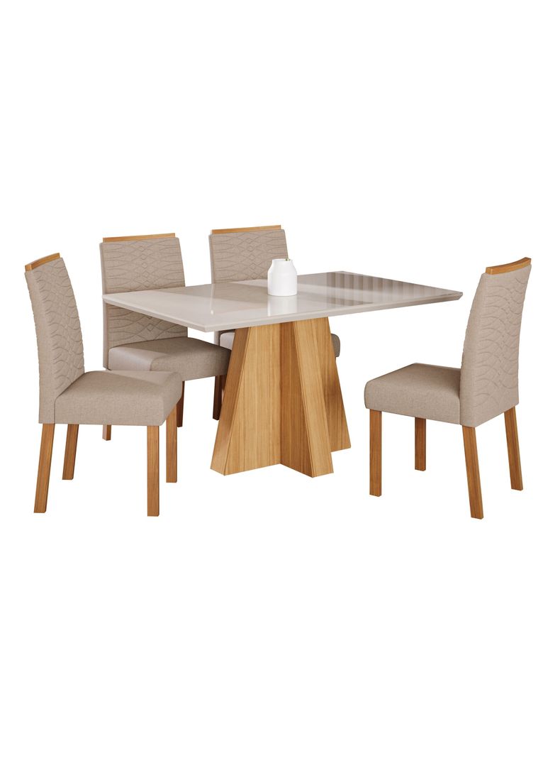 Juego Comedor Patricia + 4 Sillas Clarice Beige-0