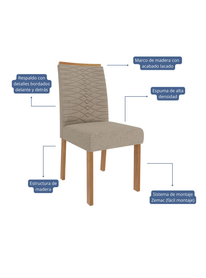 Juego Comedor Patricia + 4 Sillas Clarice Beige-4
