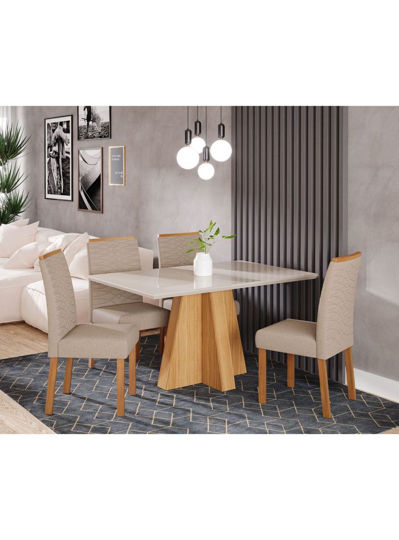 Juego Comedor Patricia + 4 Sillas Clarice Beige-5