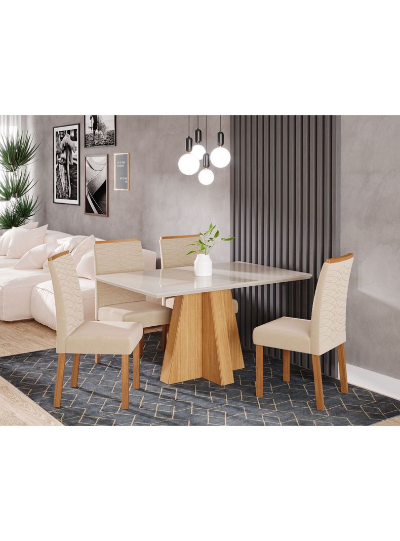 Juego Comedor Patricia + 4 Sillas Clarice Nude-4